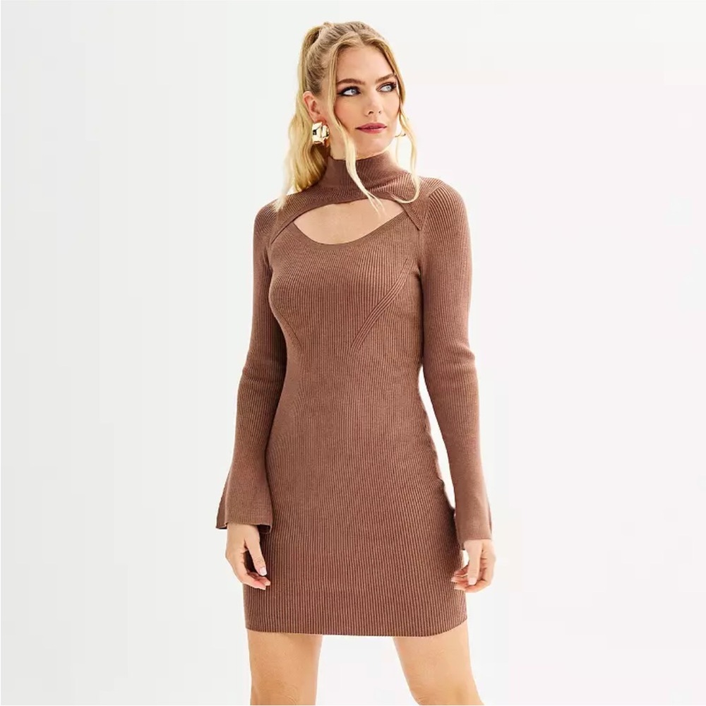 Women's INTEMPO Mockneck Cut-Out Mini Dress